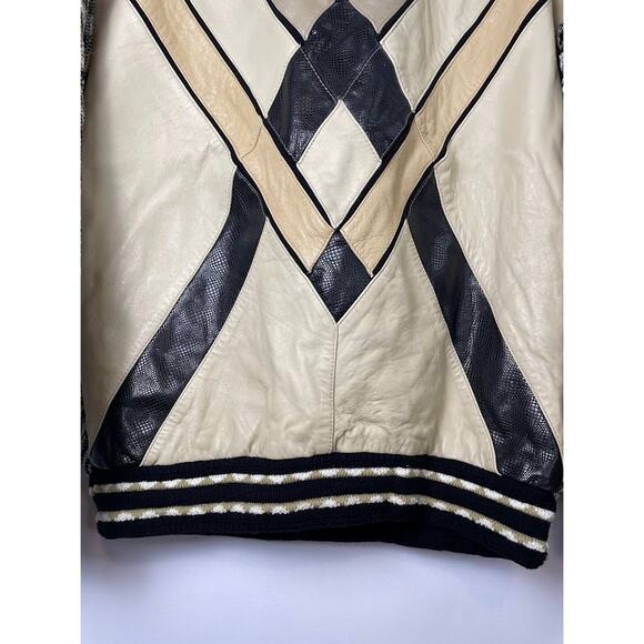 Vintage Coogi Style Sweater Size Large 90's 3D Textured Leather Knit Pullover - Picture 3 of 15